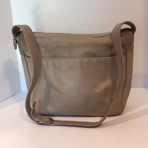 Stone Mountain Beige Leather Hobo Bag